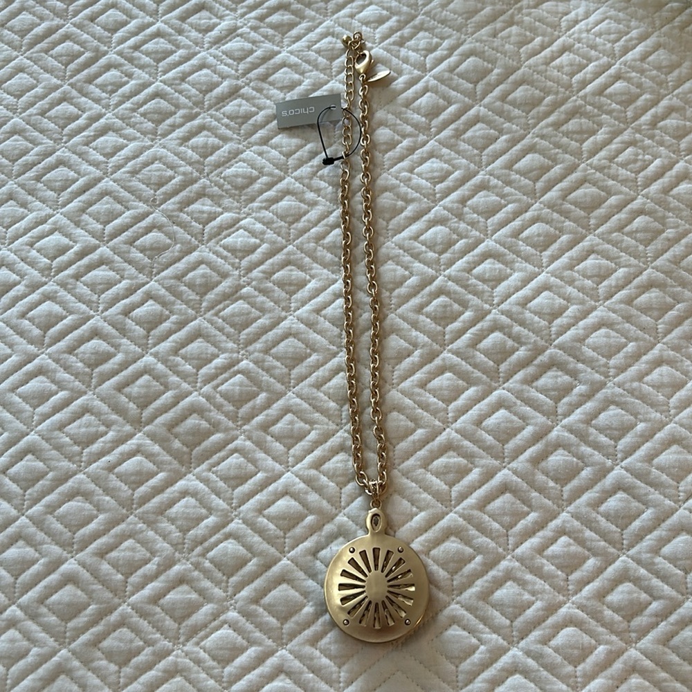 NWT Chico’s gold tone medallion necklace. - Picture 5 of 5
